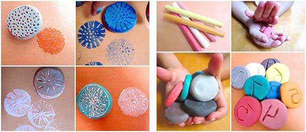 Рисование штампиками из пластилина