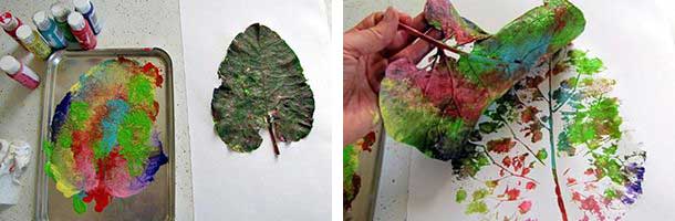 Рисование отпечатками-листиками